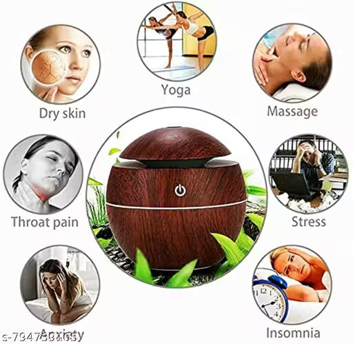 Premium Ultrasonic Aroma Diffuser & Cool Mist Humidifier — Wood Grain Design, LED Mood Light & Auto Shut-Of