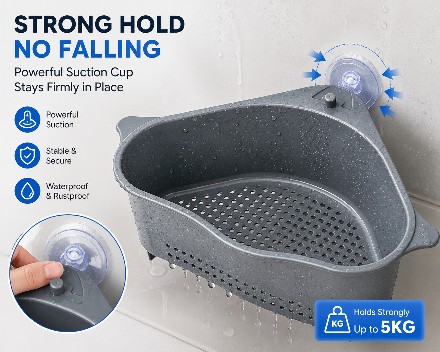 💧 3-in-1 Corner Sink Drain Basket – Wash, Drain & Organize