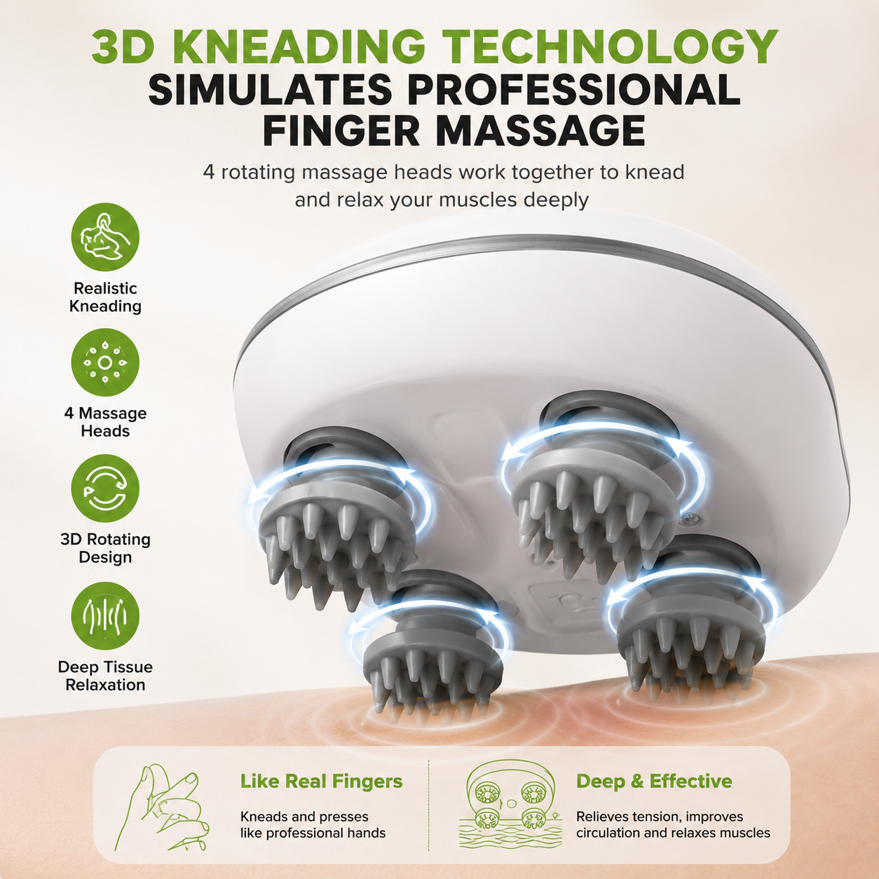 🚀  Electric 3D Deep Tissue Scalp & Full Body Massager | Waterproof Rechargeable Relaxation Device