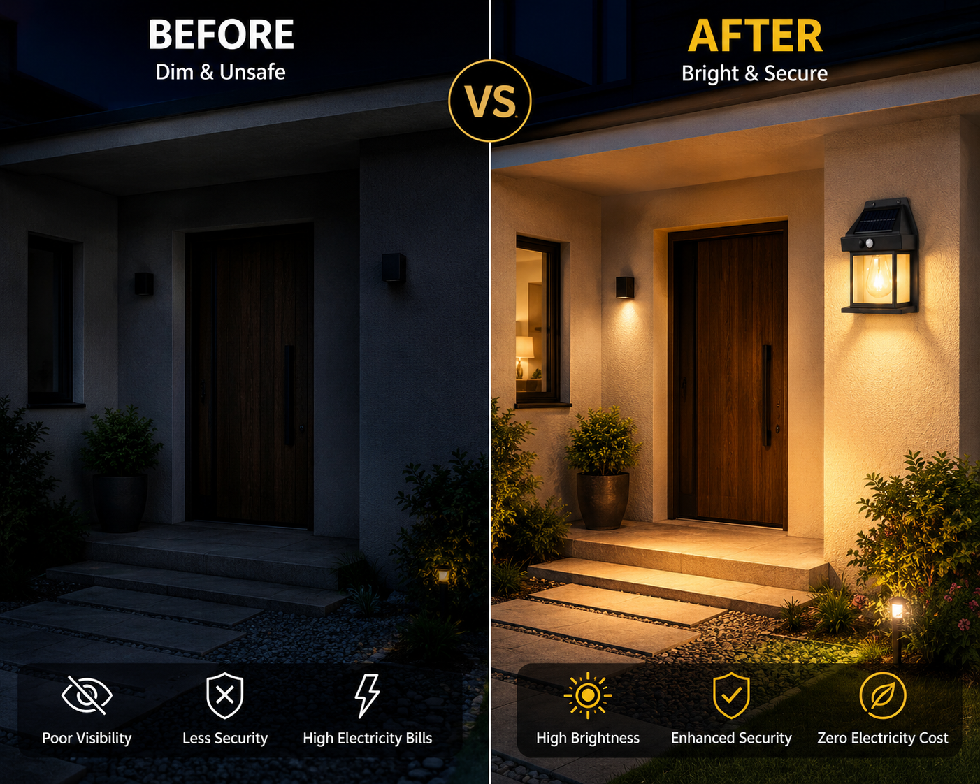 SolarGlow™ Solar Motion Sensor Wall Light — IP65 Waterproof, Auto On/Off, No Wiring Required