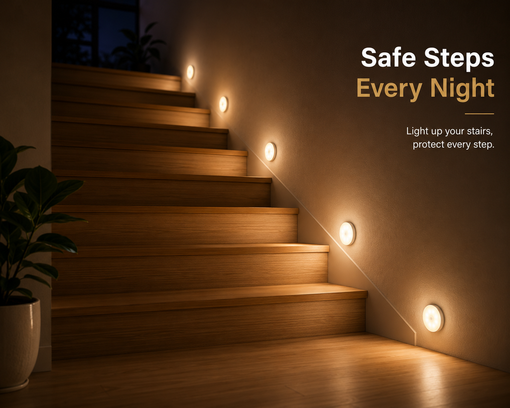 Smart Motion Sensor Night Light – Wireless LED Light for Stairs, Hallways & Closets