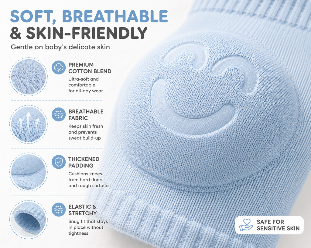🧸 Baby Crawling Knee Pads – Soft & Breathable Knee Protection