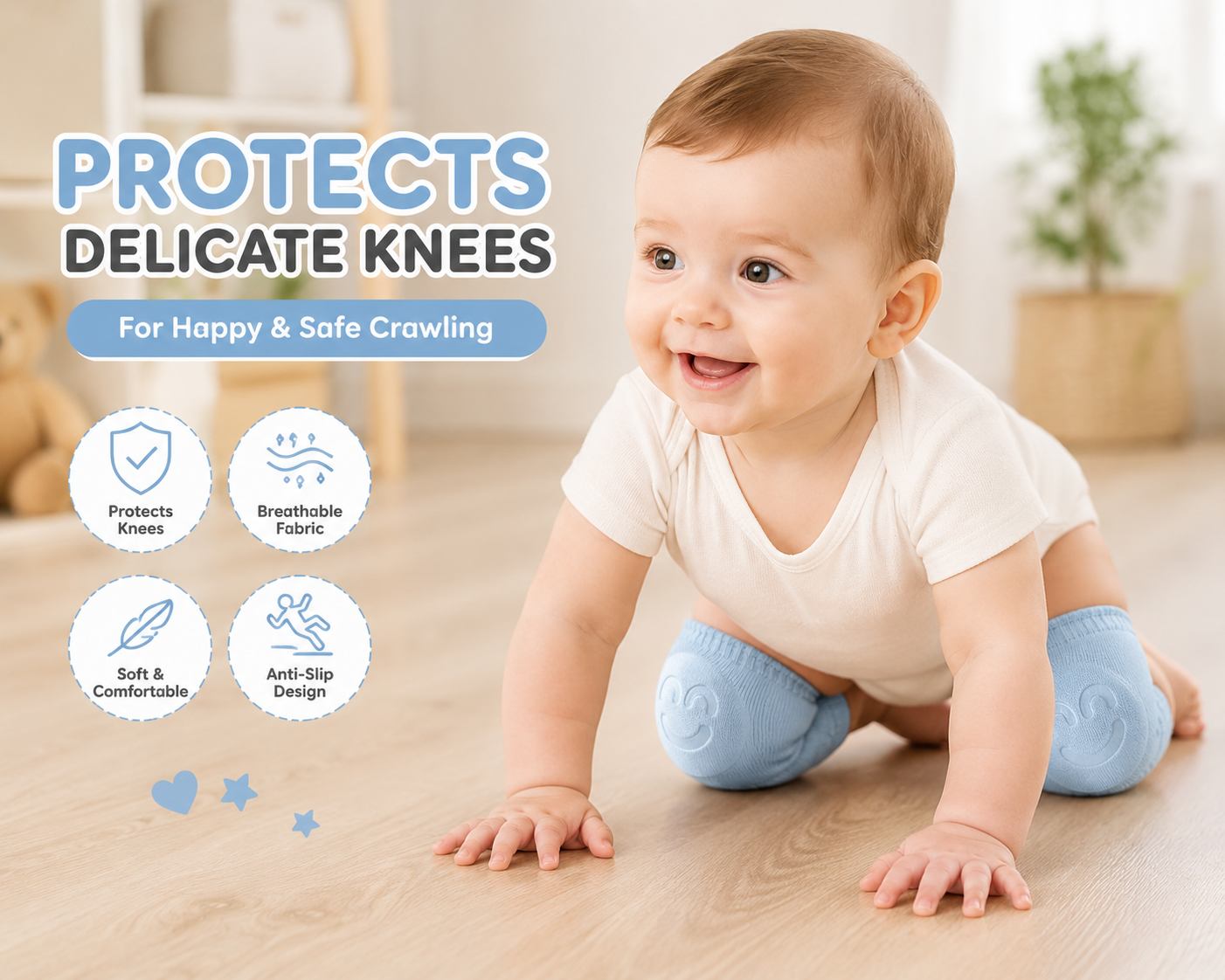 🧸 Baby Crawling Knee Pads – Soft & Breathable Knee Protection