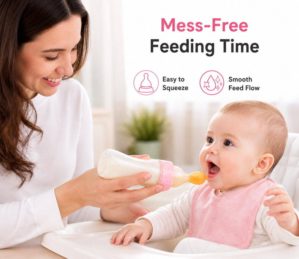 👶 Baby Food Feeder Spoon Bottle – Soft Silicone Squeeze Feeding Bottle (125ml)