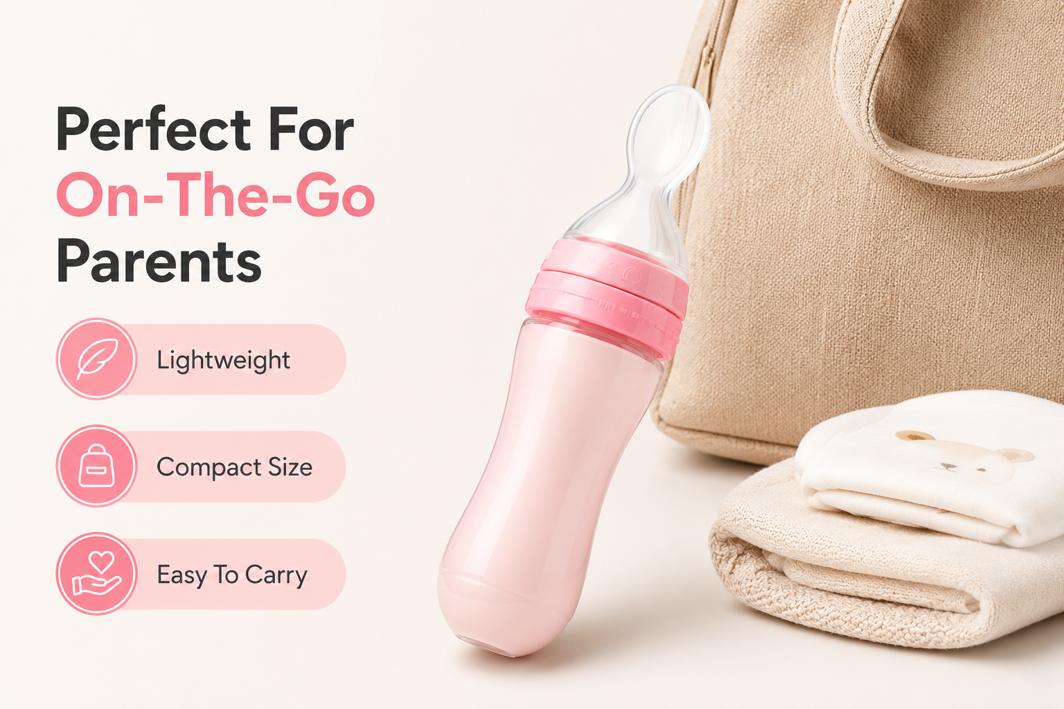 👶 Baby Food Feeder Spoon Bottle – Soft Silicone Squeeze Feeding Bottle (125ml)