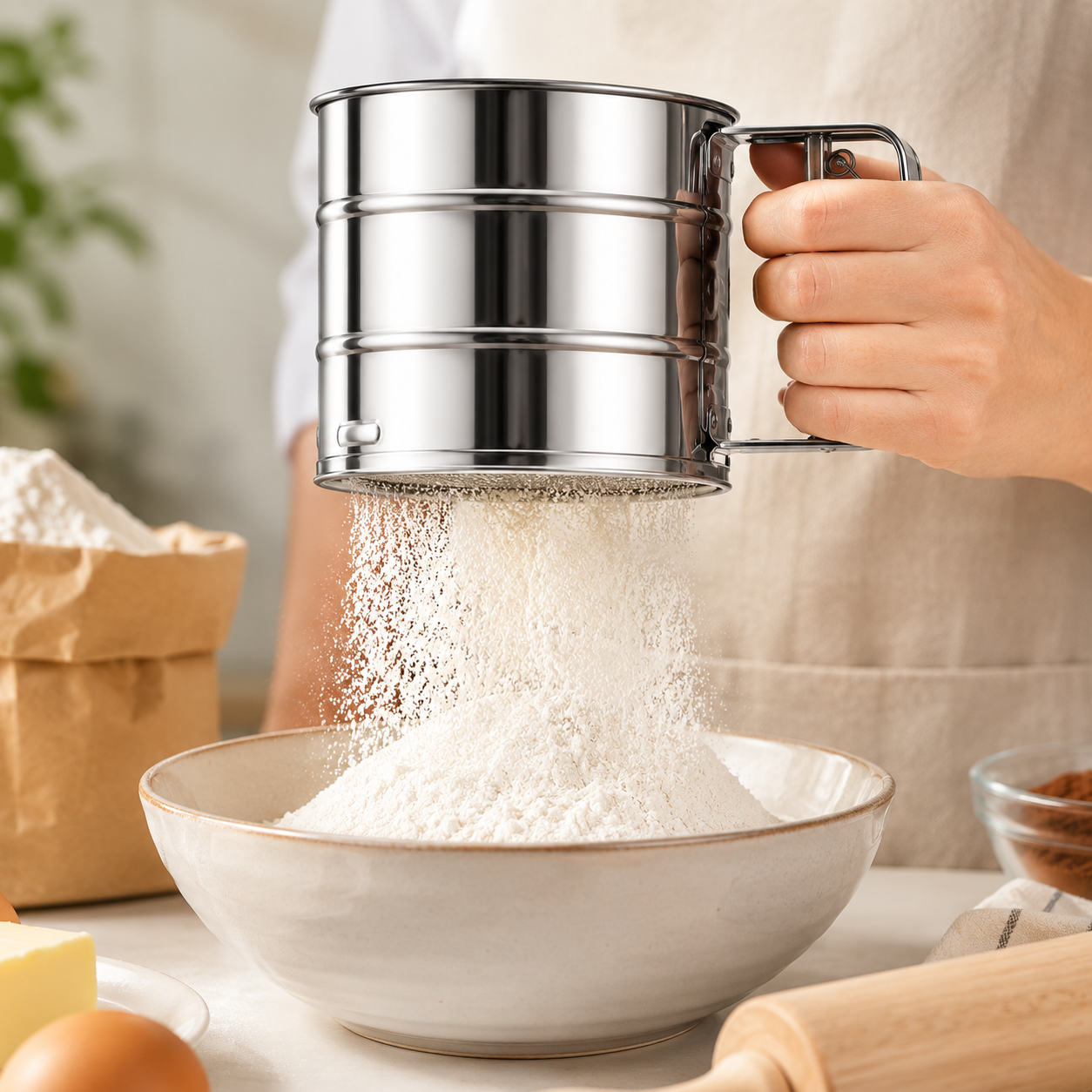 Professional Flour Sifter – Stainless Steel Fine Mesh Baking Tool