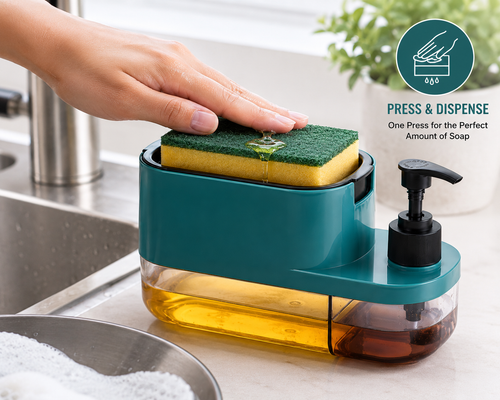 KitchenEase™ Soap Dispenser with Sponge Caddy