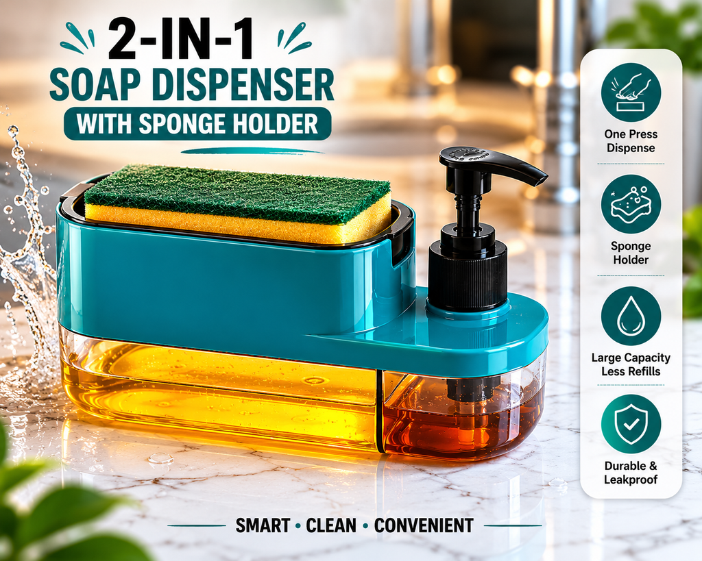 KitchenEase™ Soap Dispenser with Sponge Caddy
