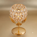 Gold Crystal Candle Holder Set of 2 – Tulip Leaf Metal Tealight Stand