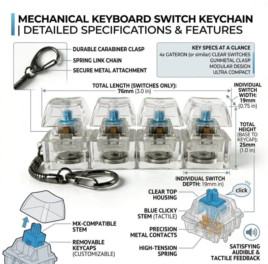 LED Mechanical Fidget Keychain – Mini Clicky Stress Relief Toy