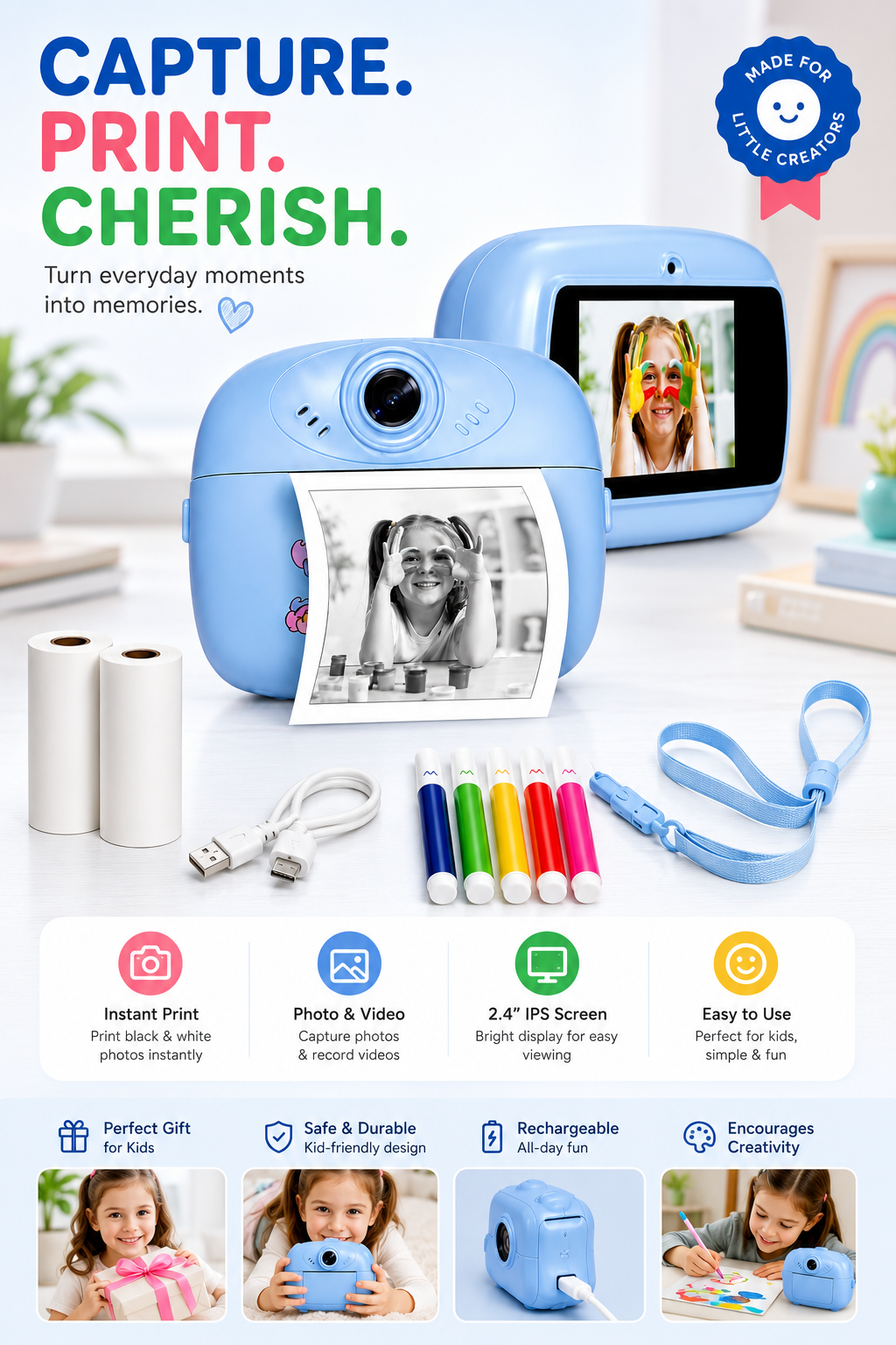 SnapPrint Kids Instant Print Camera