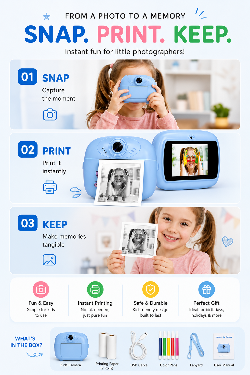 SnapPrint Kids Instant Print Camera