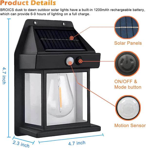 SolarGlow™ Solar Motion Sensor Wall Light — IP65 Waterproof, Auto On/Off, No Wiring Required