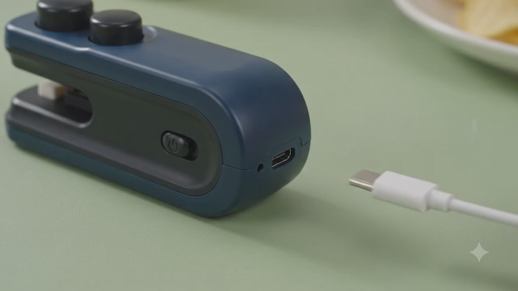 SealMate™ 2-in-1 Mini Bag Sealer & Cutter — USB-C Rechargeable with Magnetic Base