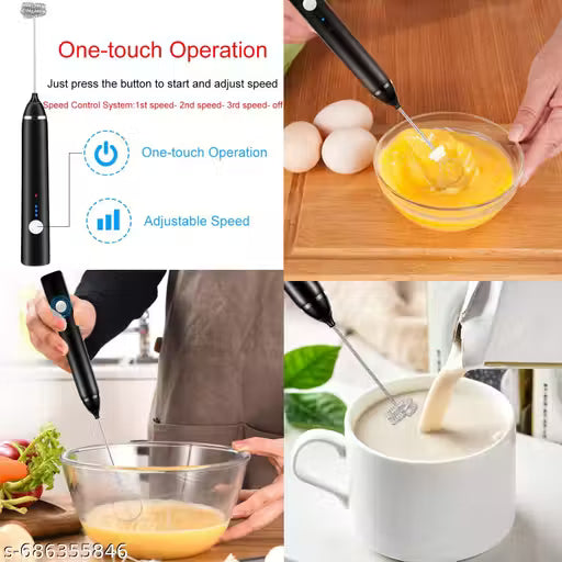 Wireless Rechargeable Milk Frother & Egg Beater — 3 Speeds, Dual Whisk Heads, USB Charging